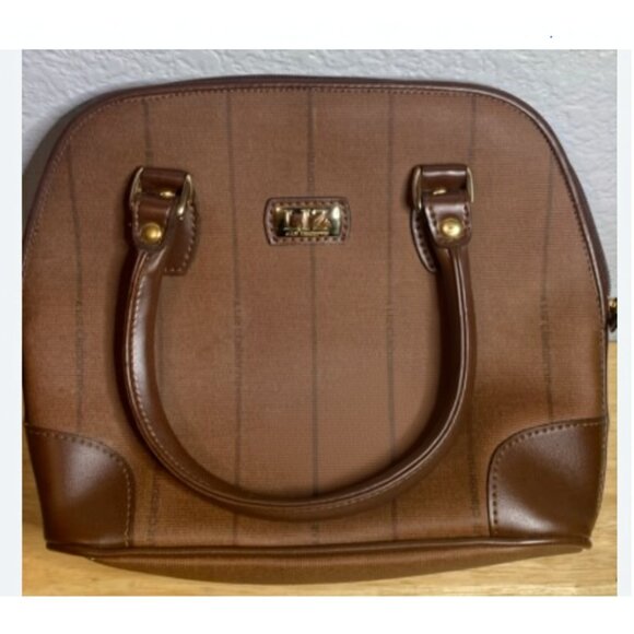Vintage Liz Claiborne Double Handle Tote Zip Purse Handbag Casual Brown - Picture 1 of 3
